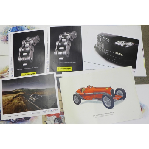 870A - A collection of fifteen Automobilia prints/lithographs/advertising posters (approx. 70cm x 45cm)