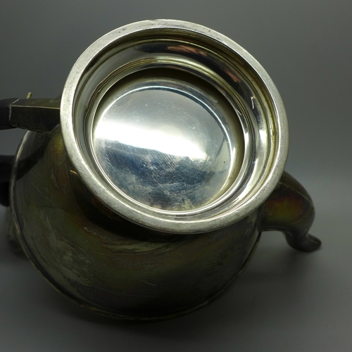 878 - A silver teapot, Birmingham 1932, dent to one area, 435g gross weight