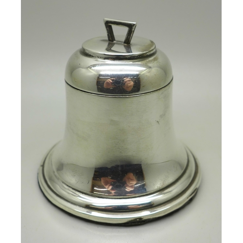 886 - A novelty bell shaped silver inkwell, Birmingham 1914, 192g gross weight