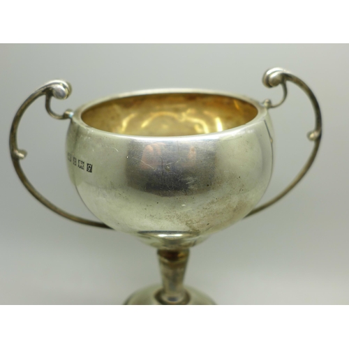 888 - A silver trophy on base, Birmingham 1956, 106g, a/f