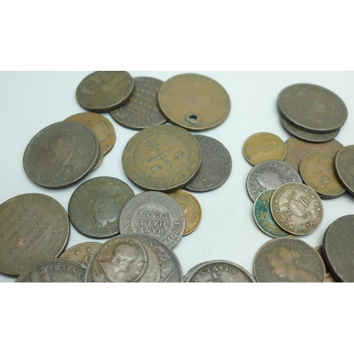 921 - A large quantity of tokens, medallions and coins, 18th Century onwards, 750g