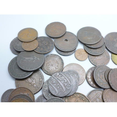 922 - A large quantity of tokens, workhouse tokens and coins, 18th Century onwards, 930g