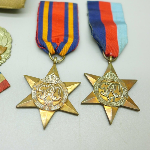 935 - A group of WWII medals including 1939-1945 Star, Burma Star, Sherwood Foresters and Northamptonshire... 