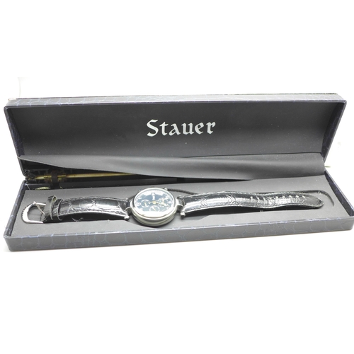 941 - A Stauer stainless steel noire wristwatch, boxed