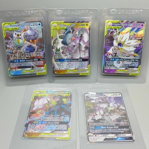 951 - Five rare Cosmic Eclipse GX Pokemon cards