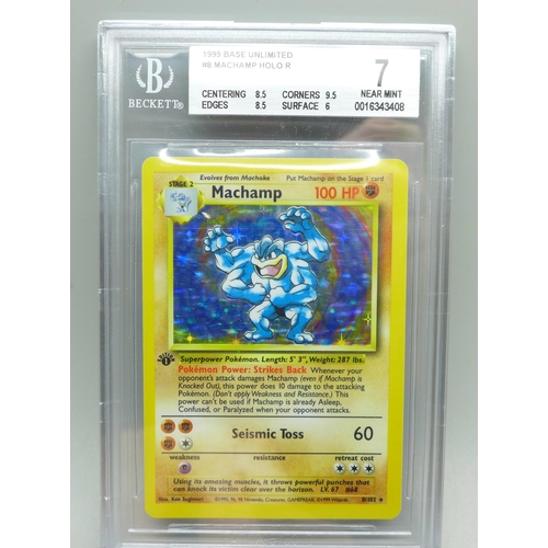 960A - A first edition 1999 WOTC Machamp Beckett graded 7