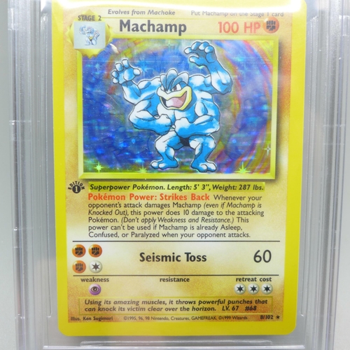 960A - A first edition 1999 WOTC Machamp Beckett graded 7