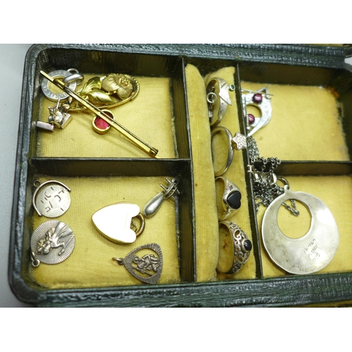 965 - Two boxes containing silver rings, charms and costume jewellery