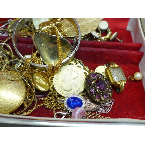 965 - Two boxes containing silver rings, charms and costume jewellery