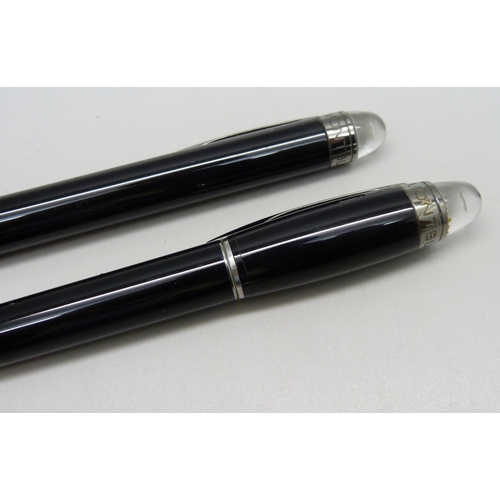 1001 - Two Mont Blanc StarWalker pens - a roller ball and a ball point, some fine cracks and marks to casin... 