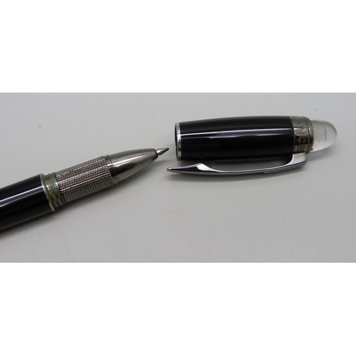 1001 - Two Mont Blanc StarWalker pens - a roller ball and a ball point, some fine cracks and marks to casin... 