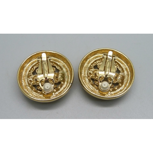 1006 - A pair of 1980s Givenchy clip on earrings, 3.5cm