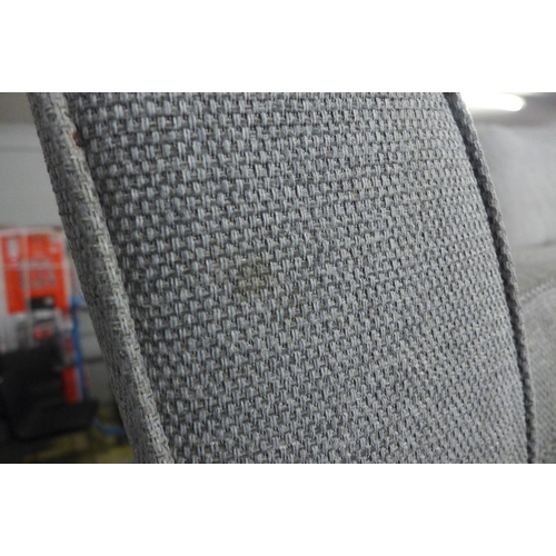 1560 - A pair of grey textured weave upholstered 2+3 seater sofas - damaged