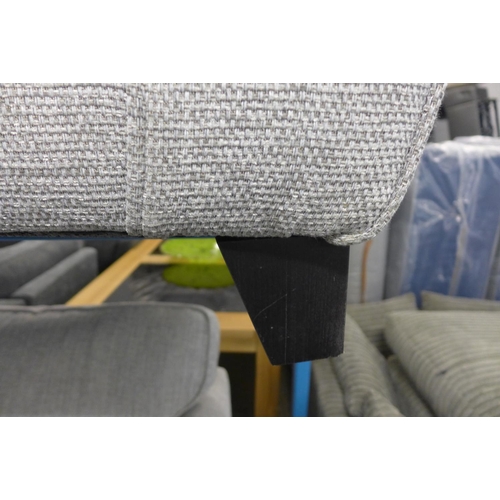 1560 - A pair of grey textured weave upholstered 2+3 seater sofas - damaged