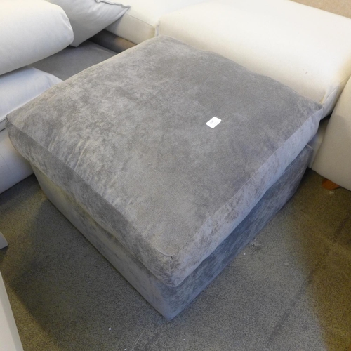 1582 - A grey velvet upholstered cushion topped foostool