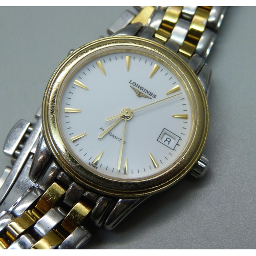 1036 - A lady's Longines wristwach, a pair of spectacles and a 10ct gold box chain bracelet, 0.9g