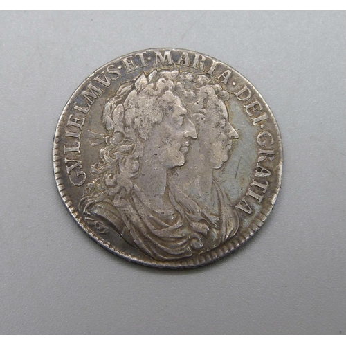 1044 - A 1689 William and Mary half crown