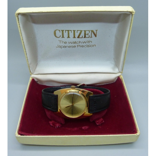 1048 - A 1960's Citizen C-2601 hand wound gold plated dress wristwatch, unworn, in original box