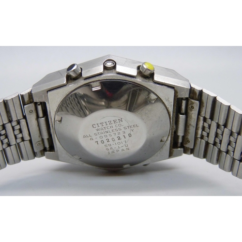 1050 - A Citizen 59-1017 dual time chronograph vintage LCD digital wristwatch, circa 1979