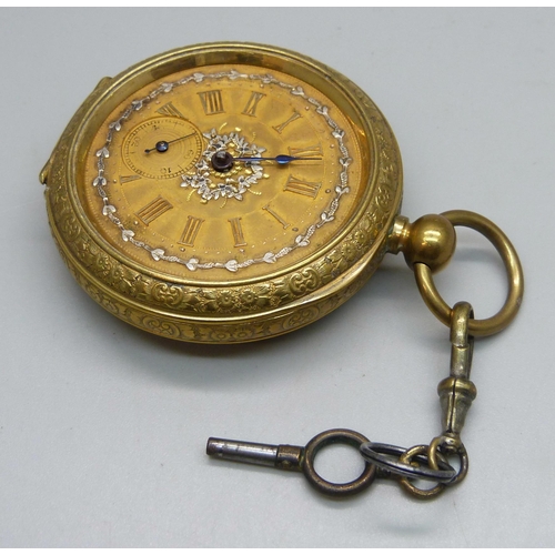 1064 - An early 20th Century Swiss made pocket watch in gold tone case, the inner case marked Awarded 6 Pri... 