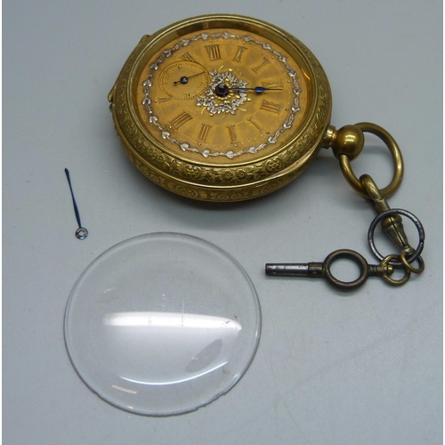 1064 - An early 20th Century Swiss made pocket watch in gold tone case, the inner case marked Awarded 6 Pri... 