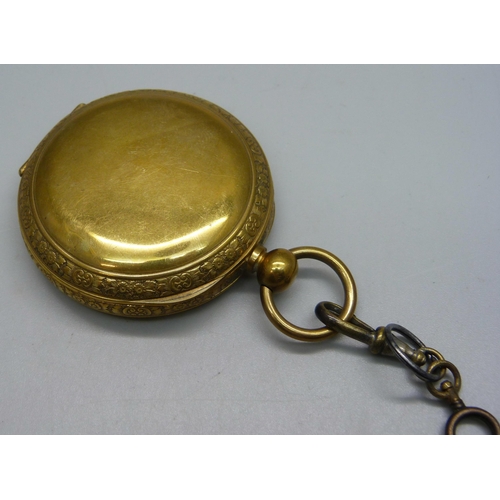 1064 - An early 20th Century Swiss made pocket watch in gold tone case, the inner case marked Awarded 6 Pri... 