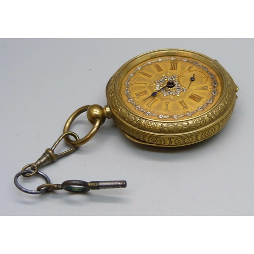 1064 - An early 20th Century Swiss made pocket watch in gold tone case, the inner case marked Awarded 6 Pri... 