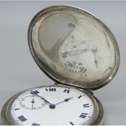 1079 - A silver cased full hunter pocket watch