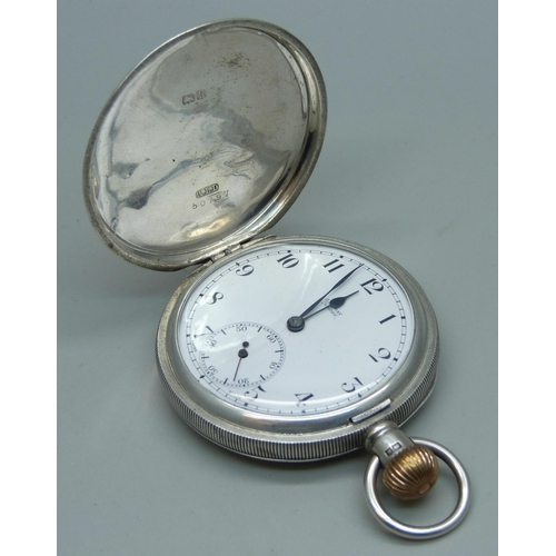 1080 - A silver cased full hunter pocket watch