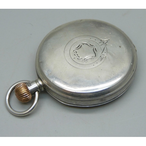 1080 - A silver cased full hunter pocket watch