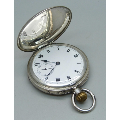 1083 - A silver cased full hunter pocket watch