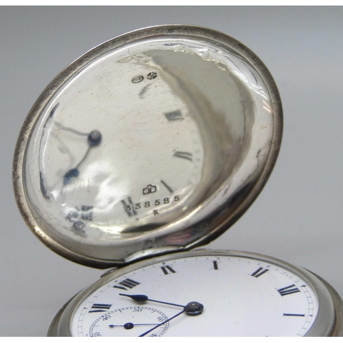 1083 - A silver cased full hunter pocket watch