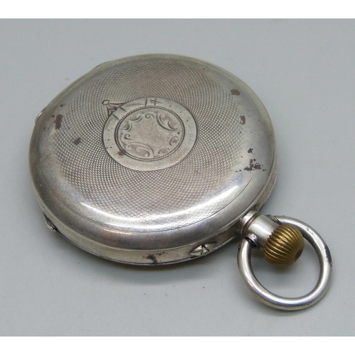 1083 - A silver cased full hunter pocket watch