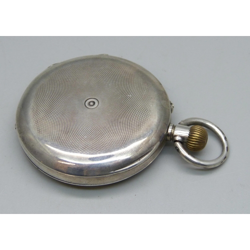 1083 - A silver cased full hunter pocket watch