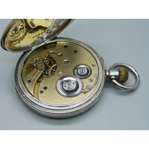 1083 - A silver cased full hunter pocket watch