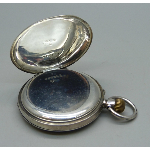 1083 - A silver cased full hunter pocket watch