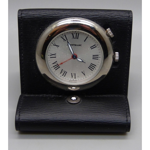 1111 - A Mont Blanc leather cased travel clock