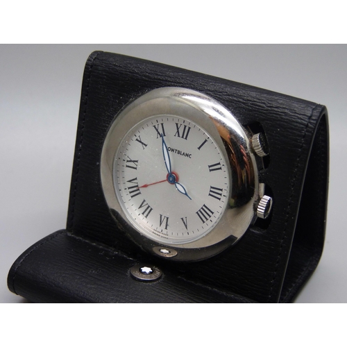 1111 - A Mont Blanc leather cased travel clock