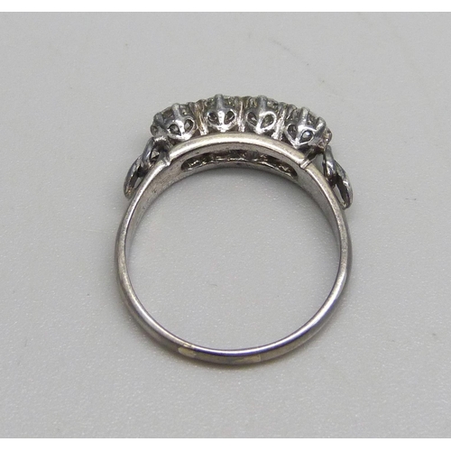 A platinum, four stone diamond ring, approximately 0.80ct diamond ...