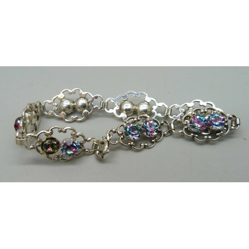 1158 - A silver bangle and a paste stone set bracelet, some stones a/f, 29g