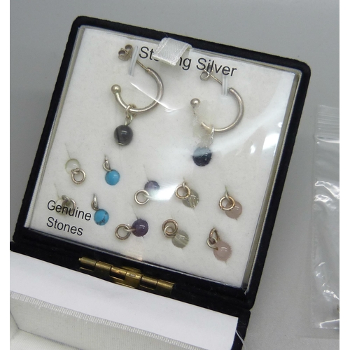 1161 - Seventeen pairs of silver earrings, a large pair of silver plated earrings and two other plated pair... 