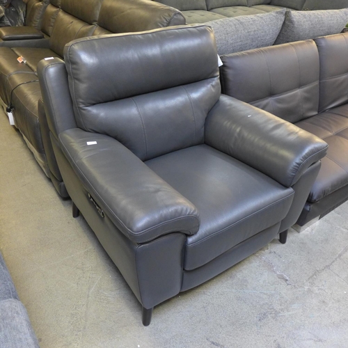 1519 - Grace Grey Leather Power Recliner armchair, original RRP £516.66 + VAT (4192-18) * This lot is subje... 