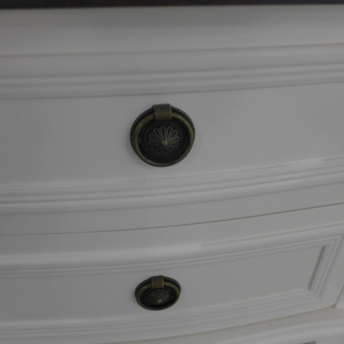 1547 - A white two drawer bedside chest with contrast top