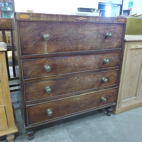 113 - A George IV inlaid mahogany secretaire chest of drawers