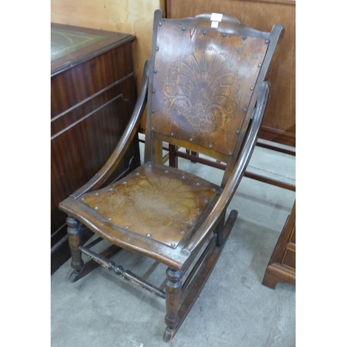 145 - A 19th Century American beech rocking chair