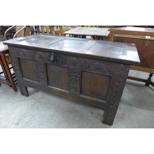 186 - A William III carved oak coffer