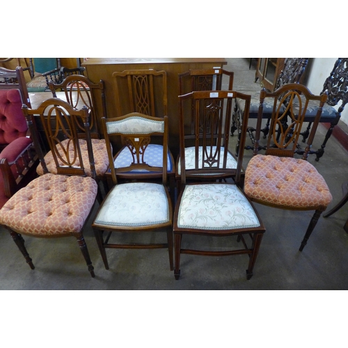 200 - Seven assorted Edward VII inlaid mahogany and rosewood bedroom chairs