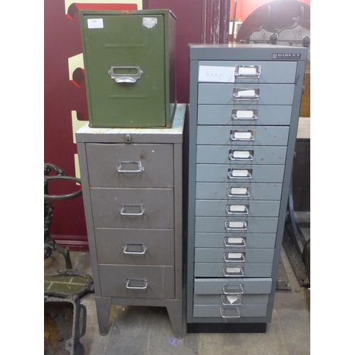 265 - An industrial Bisley steel chest and two others