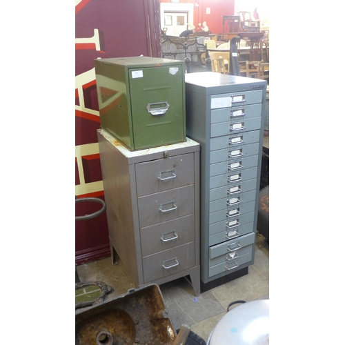 265 - An industrial Bisley steel chest and two others