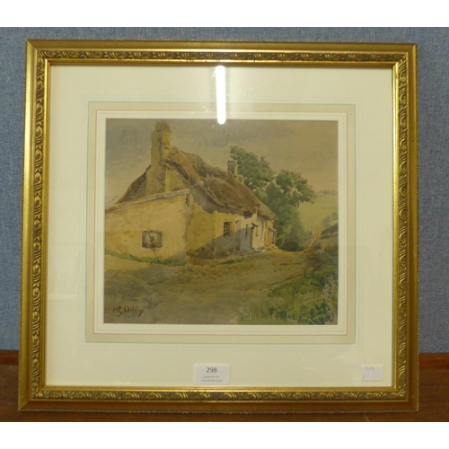 298 - H.R. Oddy, cottage landscape, watercolour, framed